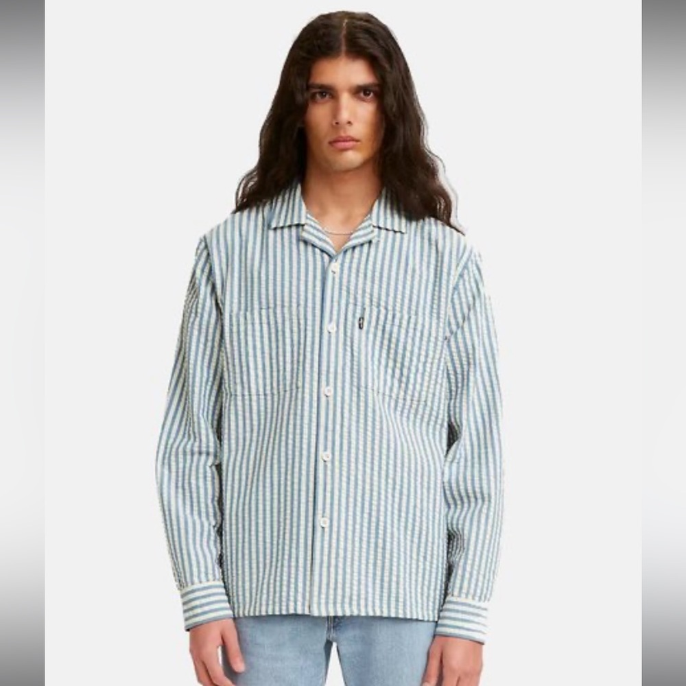 Levi’s Made & Crafted Unisex Seersucker Camp Shirt Small